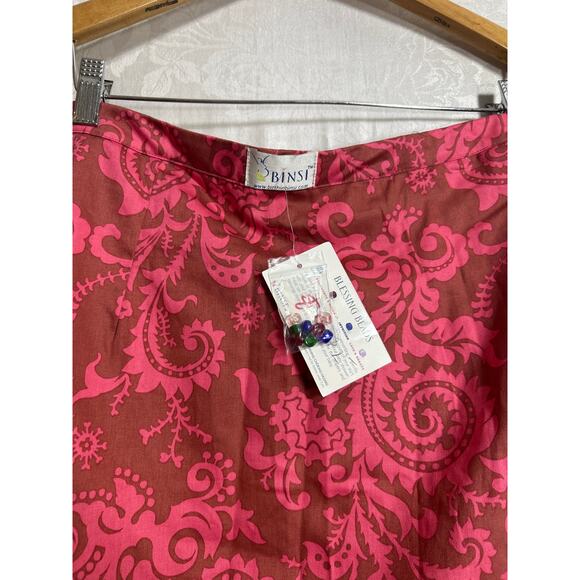 Binsi Birthing Skirt Small Pink Fleur De Lis NEW Snap Front Labor Delivery Birth - Picture 7 of 10